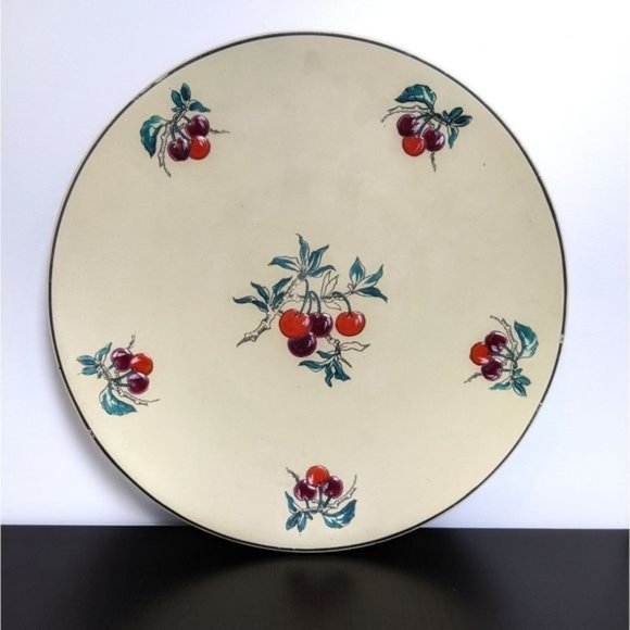 Antique 1930s Longwy handpainted cherry platter - Picture 1 of 13